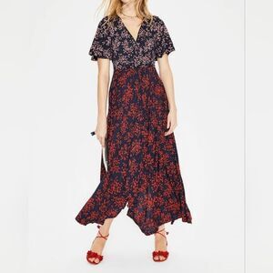 BODEN stretch jersey floral Garden Party heather blue pink dress US 10 / UK 14